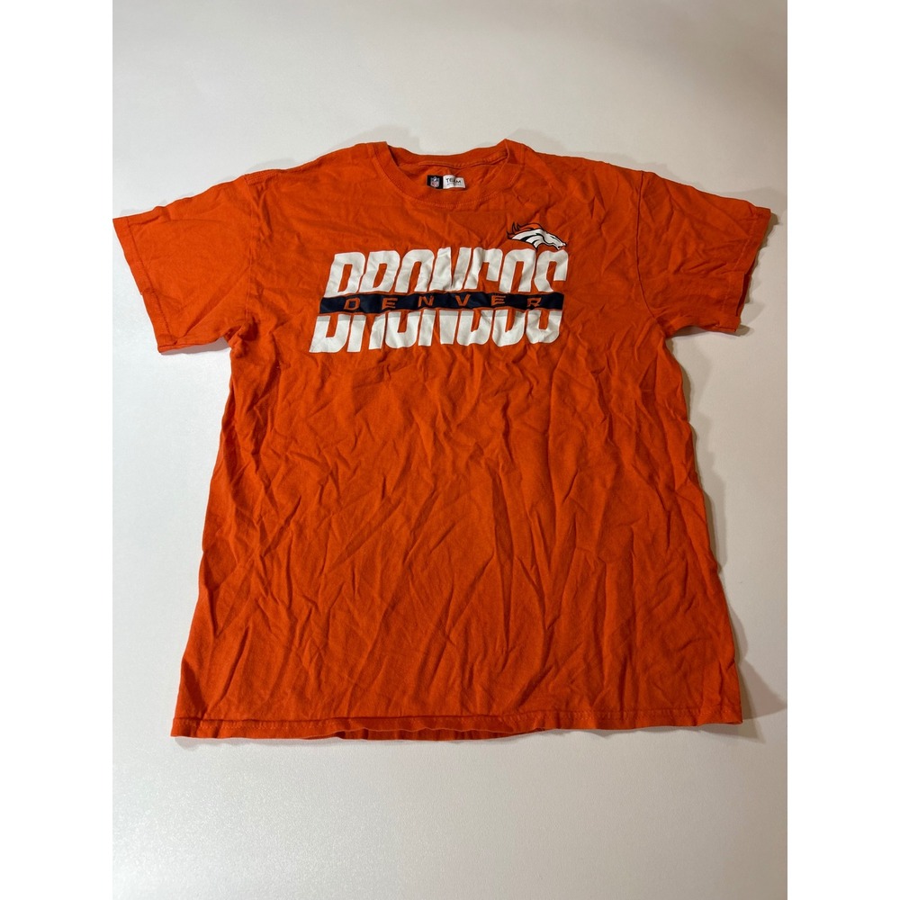 NFL Team Apparel T-Shirt Men's Medium Orange Denver Broncos Graphic Short Sleeve